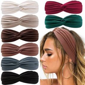 img 4 attached to 💆 Huachi Wide Turban Headband for Women's Hair - Non Slip Hair Band for Short Hair - Fashion Hair Accessory