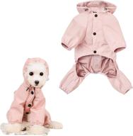 🐶 adjustable dog rain jacket for small and medium dogs - waterproof puppy raincoats with 4 legs for dogs - reflective strap, stripe, and leash hole - pet poncho raincoat logo