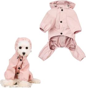 img 4 attached to 🐶 Adjustable Dog Rain Jacket for Small and Medium Dogs - Waterproof Puppy Raincoats with 4 Legs for Dogs - Reflective Strap, Stripe, and Leash Hole - Pet Poncho Raincoat