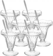 6-pack of 5.5oz clear glass ice cream bowls w/ stainless steel spoons - glokers dessert cups logo