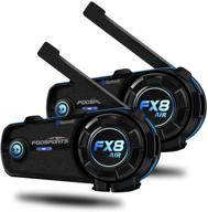 🔊 fodsports fx8-air motorcycle bluetooth headset with 3 sound effects, antenna, fm, long-lasting 900mah battery, 2 riders 1000m bluetooth 5.0 helmet intercom with noise cancellation, immersive sound, 2 pack logo