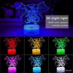 img 1 attached to 🐉 3D Dragon Lamp with Remote Control - Night Light for Kids - Smart Touch, 7 Colors + 16 Colors Changing Dimmable - Ideal Dragon Toy Gift for Boys Ages 3-8 - Perfect for Christmas, Birthdays