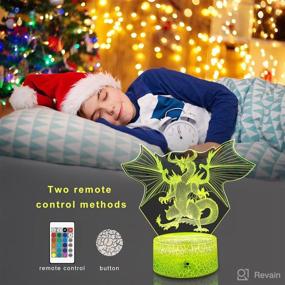 img 2 attached to 🐉 3D Dragon Lamp with Remote Control - Night Light for Kids - Smart Touch, 7 Colors + 16 Colors Changing Dimmable - Ideal Dragon Toy Gift for Boys Ages 3-8 - Perfect for Christmas, Birthdays