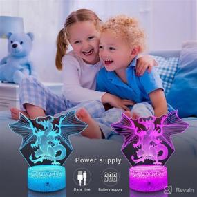 img 3 attached to 🐉 3D Dragon Lamp with Remote Control - Night Light for Kids - Smart Touch, 7 Colors + 16 Colors Changing Dimmable - Ideal Dragon Toy Gift for Boys Ages 3-8 - Perfect for Christmas, Birthdays