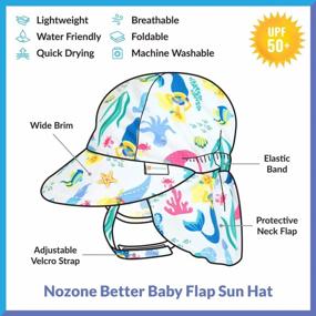 img 2 attached to Защита от солнца UPF 50+ Nozone Better Baby Flap Sun Hat - дышащая пляжная шляпа с широкими полями и регулируемым ремешком