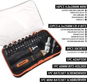 img 3 attached to Versatile and Convenient 61pcs Ratcheting Screwdriver Set with Socket Set & Magnetic Bits - Ideal Household Repair Tool Kit for Bikes - Includes Rotatable Ratchet Handles & Storage Case by TOOLMAK