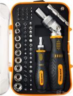 versatile and convenient 61pcs ratcheting screwdriver set with socket set & magnetic bits - ideal household repair tool kit for bikes - includes rotatable ratchet handles & storage case by toolmak logo