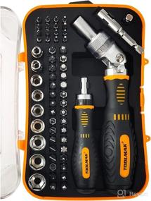 img 4 attached to Versatile and Convenient 61pcs Ratcheting Screwdriver Set with Socket Set & Magnetic Bits - Ideal Household Repair Tool Kit for Bikes - Includes Rotatable Ratchet Handles & Storage Case by TOOLMAK