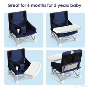 img 3 attached to 👶 COWIEWIE Portable Baby Booster Chair with Straps & Tray for Kitchen Chairs - Compact Fold, Ideal for Indoor/Outdoor Activities, Camping, Beach, Lawn - Suitable for Toddlers, Kids - Grandma’s Tip-Free - Perfect for Anniversary Photo Shoots