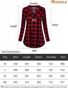 img 1 attached to Stylishly Relaxed: Miusey Women'S Buffalo Plaid Tunic Blouse With Flowy Loose Fit And Roll Sleeve V Neck