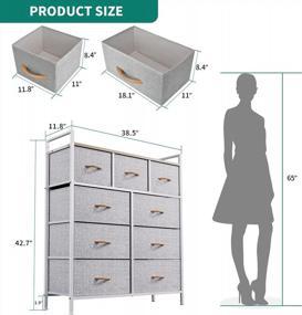 img 2 attached to YITAHOME Fabric Dresser With 9 Drawers, Storage Tower Cabinet, Organizer For Bedroom, Living Room, Hallway, Closet & Nursery, Sturdy Steel Frame, Wooden Top, Easy Pull Fabric Bins (Light Grey)