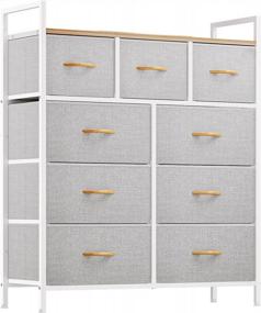 img 4 attached to YITAHOME Fabric Dresser With 9 Drawers, Storage Tower Cabinet, Organizer For Bedroom, Living Room, Hallway, Closet & Nursery, Sturdy Steel Frame, Wooden Top, Easy Pull Fabric Bins (Light Grey)