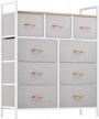 yitahome fabric dresser with 9 drawers, storage tower cabinet, organizer for bedroom, living room, hallway, closet & nursery, sturdy steel frame, wooden top, easy pull fabric bins (light grey) logo