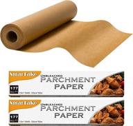 📜 smartake 2-pack parchment paper roll - non-stick baking paper sheets with metal cutter for cooking, air fryer, grilling, steaming - 13 in x 164 ft, 354 sq.ft, waterproof and unbleached логотип