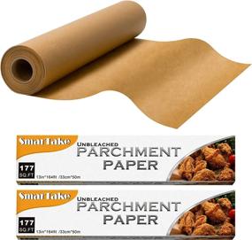 img 4 attached to 📜 SMARTAKE 2-Pack Parchment Paper Roll - Non-Stick Baking Paper Sheets with Metal Cutter for Cooking, Air Fryer, Grilling, Steaming - 13 in x 164 ft, 354 Sq.Ft, Waterproof and Unbleached