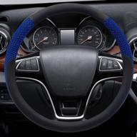 🌊 sea-blue universal 15 inches steering wheel cover: premium microfiber leather viscose for breathability, anti-slip grip & odor-free comfort, ideal for year-round use логотип