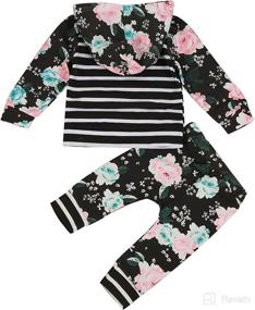 img 3 attached to 🌸 Baby Toddler Girls Floral Stripe Hoodies Set: Long Sleeve Hooded Shirt Top & Pants 2Pcs Outfits - Sizes 1-5T