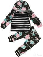 🌸 baby toddler girls floral stripe hoodies set: long sleeve hooded shirt top & pants 2pcs outfits - sizes 1-5t logo
