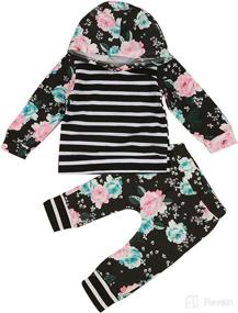 img 4 attached to 🌸 Baby Toddler Girls Floral Stripe Hoodies Set: Long Sleeve Hooded Shirt Top & Pants 2Pcs Outfits - Sizes 1-5T