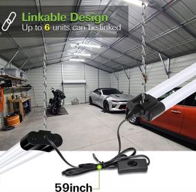 img 1 attached to 10-Pack 4Ft Linkable LED Shop Lights, 4400Lm, 42W [эквивалент 250W], 5000K Утилитарные светильники дневного света для гаражей, поверхностного или подвесного крепления, со шнуром питания и сертификацией ETL, черный
