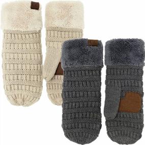 img 4 attached to Funky Junque'S Must-Have Warm Knit Lined Mittens For Women With Multi Solid Buffalo Check Patterns