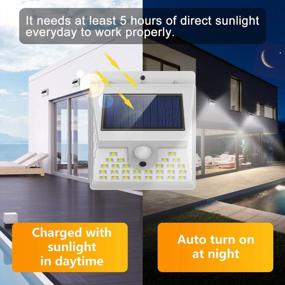 img 2 attached to Secure Your Outdoor Spaces With Solar Motion Sensor Lights: 3 Lighting Modes, 270° Wide Angle & IP65 Waterproof - Ideal For Garage, Deck, Yard, Porch & Fence (40 LED, 5500K, 4 Pack, White)