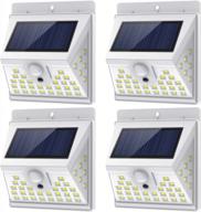 secure your outdoor spaces with solar motion sensor lights: 3 lighting modes, 270° wide angle & ip65 waterproof - ideal for garage, deck, yard, porch & fence (40 led, 5500k, 4 pack, white) logo