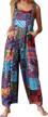 women's cotton floral printed jumpsuit bib overalls wide leg summer boho uaneo logo