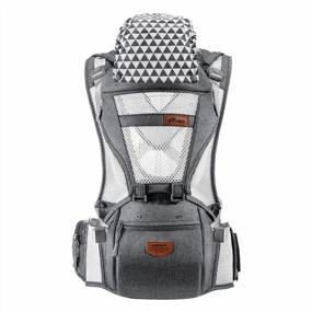 img 4 attached to SUNVENO Baby Carrier, 6-In-1 Ergonomic Hipseat Carrier With Breathable Air Mesh, Front And Back Hip Seat Carriers For 7-45 Lbs Babies, Padded Shoulder Strap For All Season, Grey