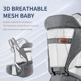 img 2 attached to SUNVENO Baby Carrier, 6-In-1 Ergonomic Hipseat Carrier With Breathable Air Mesh, Front And Back Hip Seat Carriers For 7-45 Lbs Babies, Padded Shoulder Strap For All Season, Grey