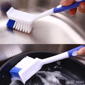 img 1 attached to 🧽 JIANYI Dish Brush with Square Head: Effortlessly Clean Pans, Pots, and Sinks with Built-in Scraper