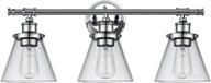 💡 globe electric 51445 parker 3-light vanity light: stylish chrome finish, clear glass shades - illuminate your space with elegance! логотип