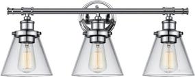 img 2 attached to 💡 Globe Electric 51445 Parker 3-Light Vanity Light: Stylish Chrome Finish, Clear Glass Shades - Illuminate Your Space with Elegance!