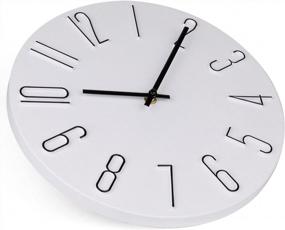 img 1 attached to Современные деревянные настенные часы - 12 дюймов, не тикающие, бесшумные и декоративные часы для дома, офиса, кухни, спальни или школы - белые