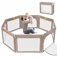 foldable playpen: adjustable shape & size with 5 handlers, visible mesh, anti-fall protection for infants! логотип