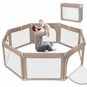 img 4 attached to Foldable Playpen: Adjustable Shape & Size With 5 Handlers, Visible Mesh, Anti-Fall Protection For Infants!