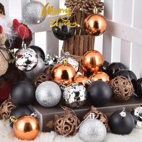 img 2 attached to 60PCS Xmas Tree Ornaments - 2.36Inch Shatterproof Christmas Ball Decorations (Bronze, Black & Silver)