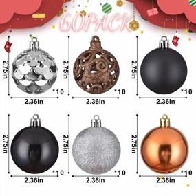 img 3 attached to 60PCS Xmas Tree Ornaments - 2.36Inch Shatterproof Christmas Ball Decorations (Bronze, Black & Silver)