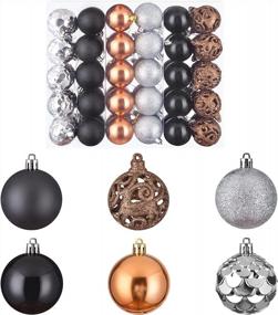 img 4 attached to 60PCS Xmas Tree Ornaments - 2.36Inch Shatterproof Christmas Ball Decorations (Bronze, Black & Silver)