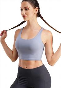 img 3 attached to Medium-Support Longline Yoga Crop Top Camisole With Wirefree And Padded Strappy Racerback For Women'S Workout - TrainingGirl Sports Bra