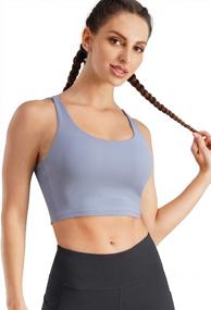 img 2 attached to Medium-Support Longline Yoga Crop Top Camisole With Wirefree And Padded Strappy Racerback For Women'S Workout - TrainingGirl Sports Bra