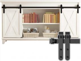 img 4 attached to 5Ft Double Door Cabinet Sliding Barn Door Hardware Kit Super Mini For Wardrobe TV Stand YKD2