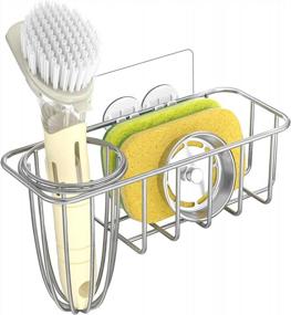 img 4 attached to 18/8 Stainless Steel Rust Proof Waterproof HULISEN 3-In-1 Kitchen Sink Caddy Sponge Holder + Dish Brush Holder, Adhesive Installation No Drilling (Not Including Sponge And Brush), Satin Finish