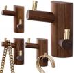 4pcs modern wood wall hooks - tree branch coat rack for hanging keys, plants, clothes & towels | natural walnut hat hooks for entryway, bedroom & bathroom logo