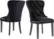 black retro velvet upholstered dining chairs with armless design - set of 2 by kmax logo