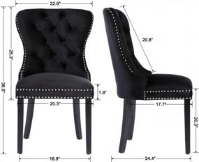 img 2 attached to Black Retro Velvet Upholstered Dining Chairs With Armless Design - Set Of 2 By Kmax