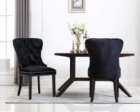 img 3 attached to Black Retro Velvet Upholstered Dining Chairs With Armless Design - Set Of 2 By Kmax