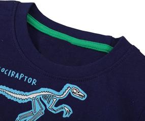 img 2 attached to Футболка с короткими рукавами для мальчиков с принтом динозавров, хлопковая летняя футболка с изображением акулы