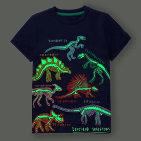 img 3 attached to Футболка с короткими рукавами для мальчиков с принтом динозавров, хлопковая летняя футболка с изображением акулы