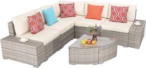 img 1 attached to 6-Piece Outdoor Sectional Furniture Set In Grey/Beige, Featuring Wicker Combination Conversation Set With Rattan Sofa For Patio, Backyard, Porch, Garden, And Poolside Furniture